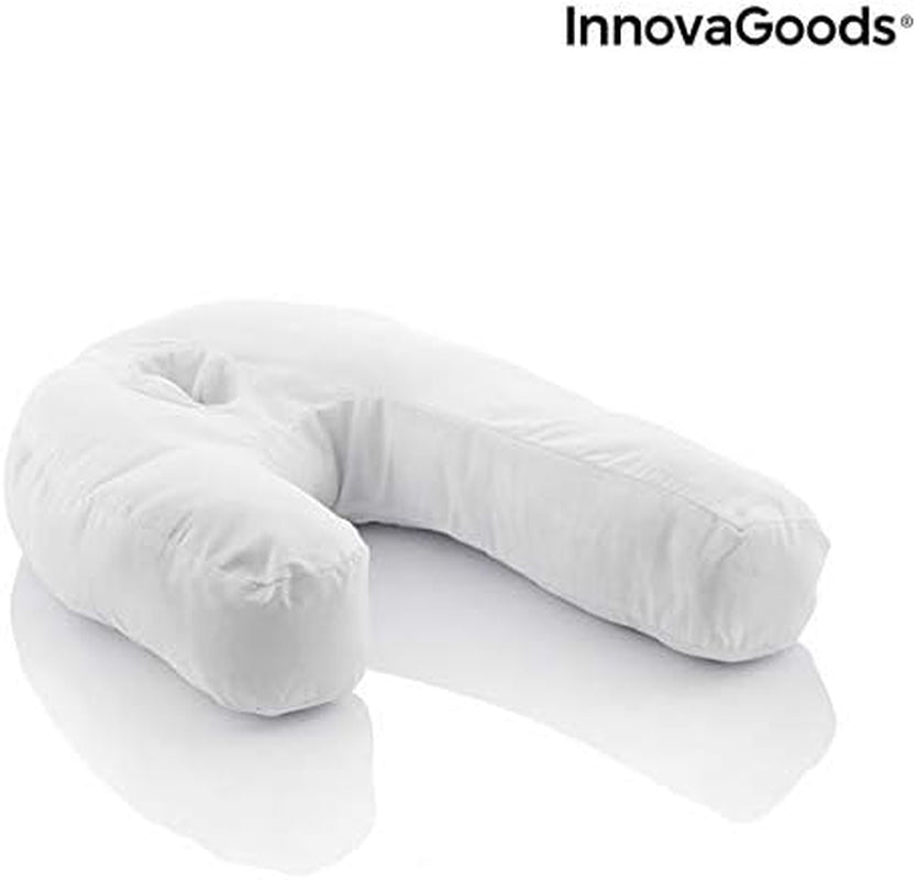 Oreiller ergonomique en forme de U Innovagoods pour dormeurs latéraux, idéal pour la grossesse, favorise une respiration calme, réduit les ronflements, coton et polyester, blanc, 39 x 57 x 14 cm Oreillers orthopédiques cervicaux Naty Shop
