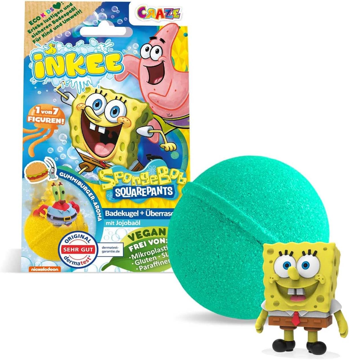 INKEE Bob l'éponge Surprise Bombe de bain pour enfants Bob l'éponge à collectionner 80 grammes Naty Shop Bombe de bain surprise Bob l'éponge