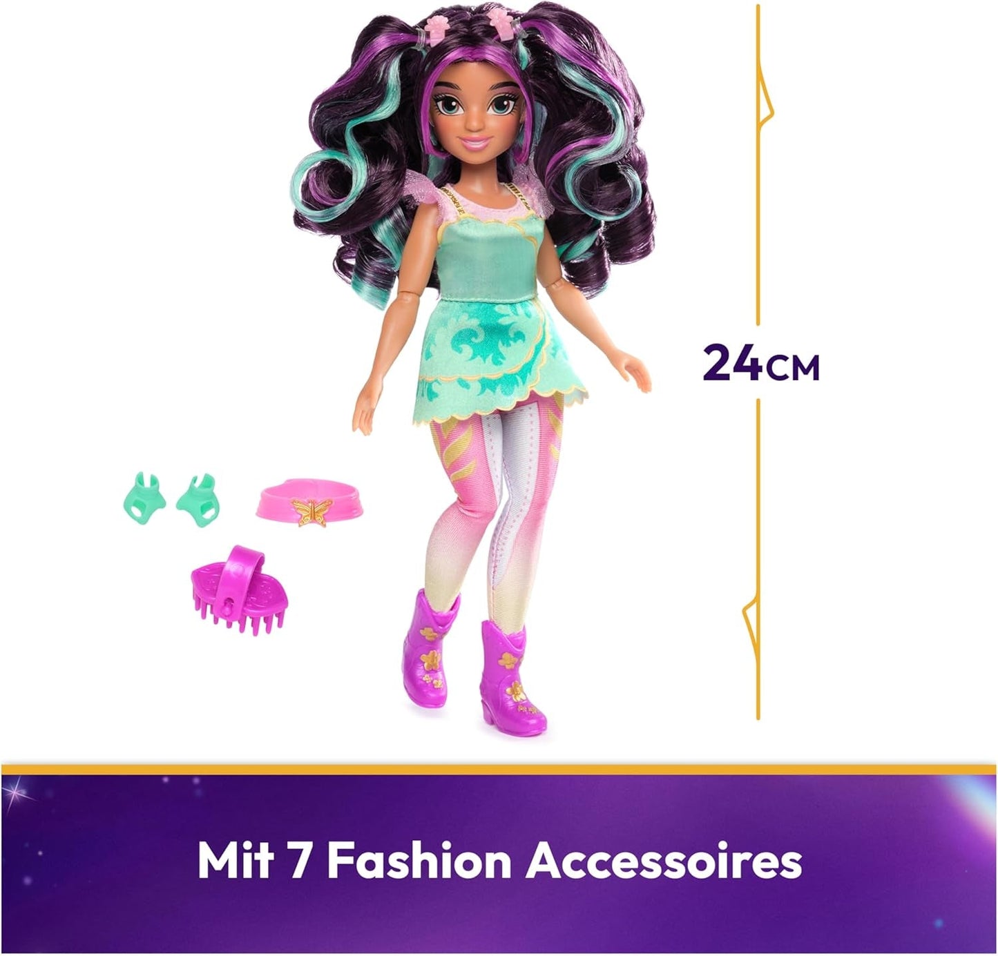 Unicorn Academy Ankleidepuppe Ava - la poupée originale pour la série Netflix fidèle, 24 cm de gros et avec 7 accessoires pour un jeu de rôle fantastique, pour les enfants de 4 ans