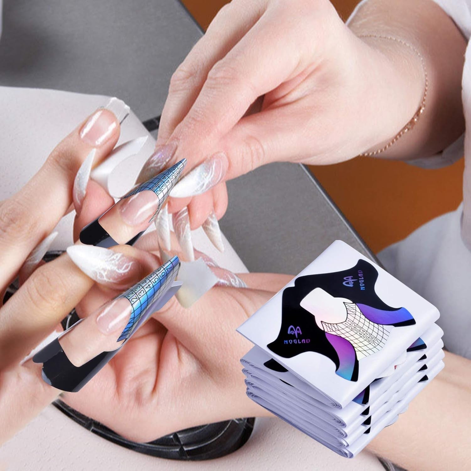 100 modèles d'ongles en gel, accessoires d'ongles artificiels, modèles d'ongles auto-adhésifs pour nail art, ongles en gel, extensions d'ongles artificiels