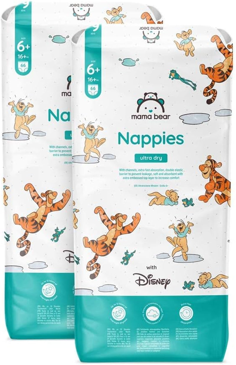 Marque Amazon : Mama Bear Disney Couches Ultra Dry, taille 3 (4-9 kg) – Boîte mensuelle, blanche, 172 pièces (2 paquets de 86)