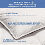 Couette Allnights Couette moyenne 135 x 200 100 % plumes et duvet neufs, hypoallergénique, lavable jusqu'à 60 °C, fabriquée en Allemagne, couettes et couettes blanches Naty Shop