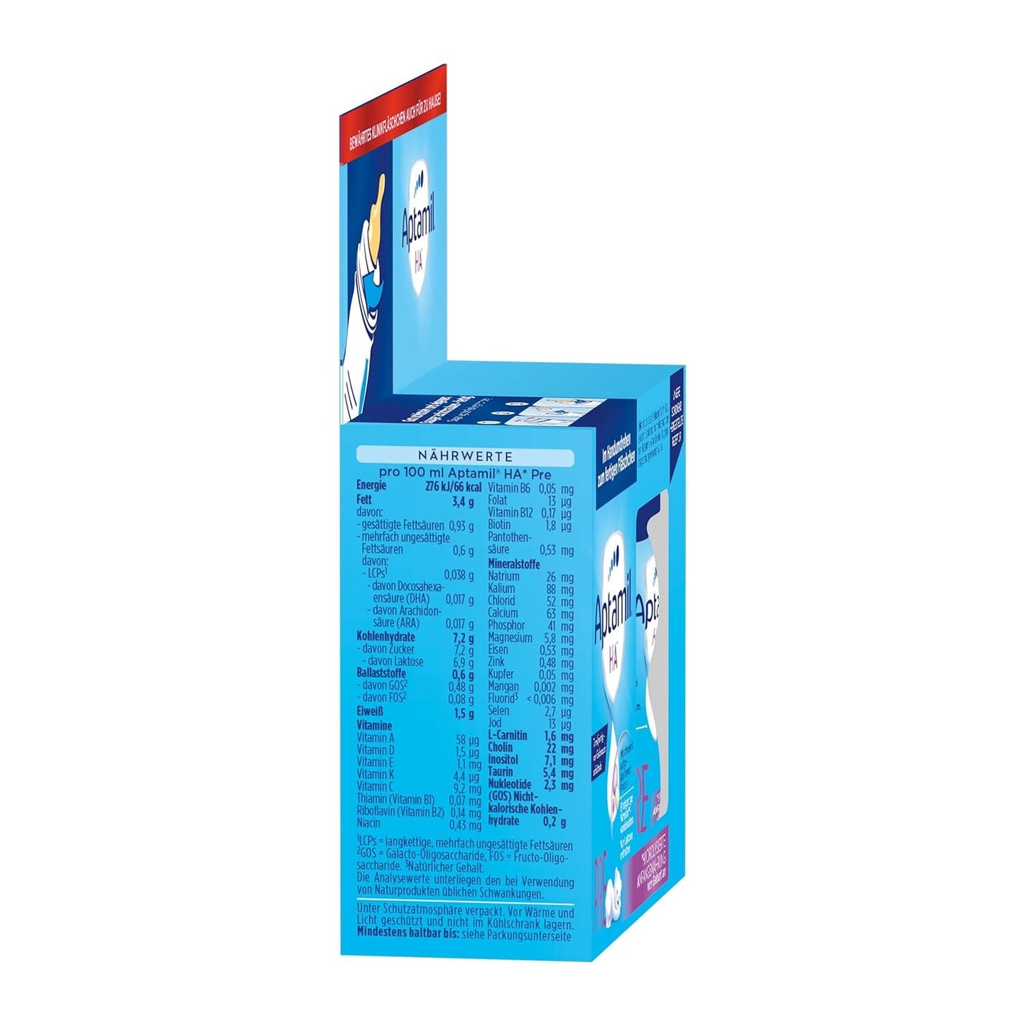 Aptamil HA Pré Prêt à Boire – Lait hydrolysé pour nourrissons dès la naissance – 4 x 2 x 90 ml