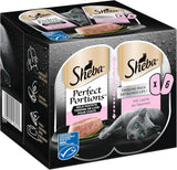 Pâté SHEBA Perfect PORTIONS pour chats au saumon, certifié MSC, 8 x 3 x (2 x 37,5g) = 225g (L'emballage sera mis à jour)