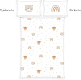 Herding Babybest Little Friends Winterbettwäsche, Kopfkissenbezug 40 X 60 Cm Mit Hoteleinschlag, Bettbezug 100 X 135 Cm, Mit Zwißwerfer, 100% Baumwolle/Flannel, Blanc, Twin Naty Shop