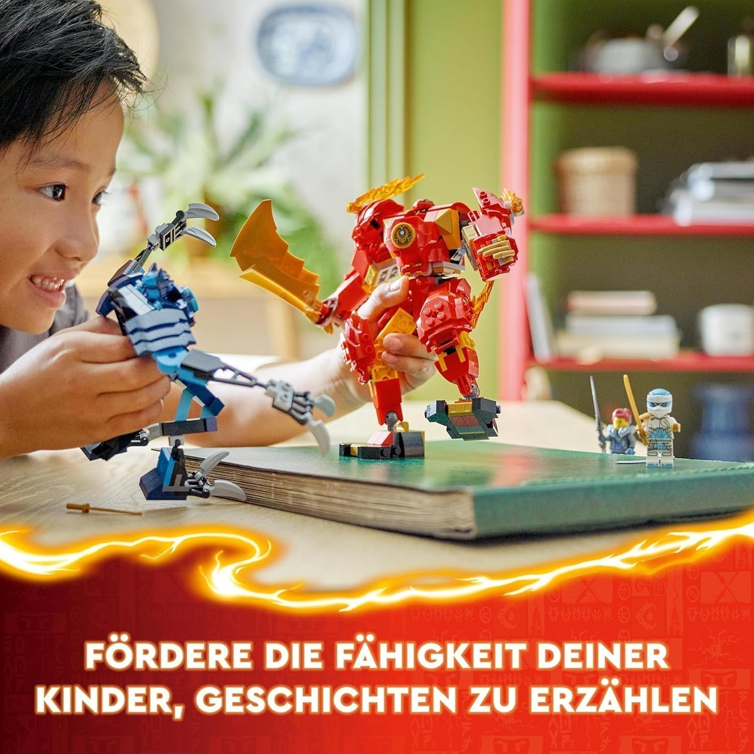 LEGO NINJAGO Kai's Fire Mech Action Figure Jouet pour enfants avec figurine Ninja rouge personnalisable Set 4 figurines dont Kai et Zane Cadeau pour garçons et filles de 7 ans 71808 Jeux de construction Beuche den LEGO-Store