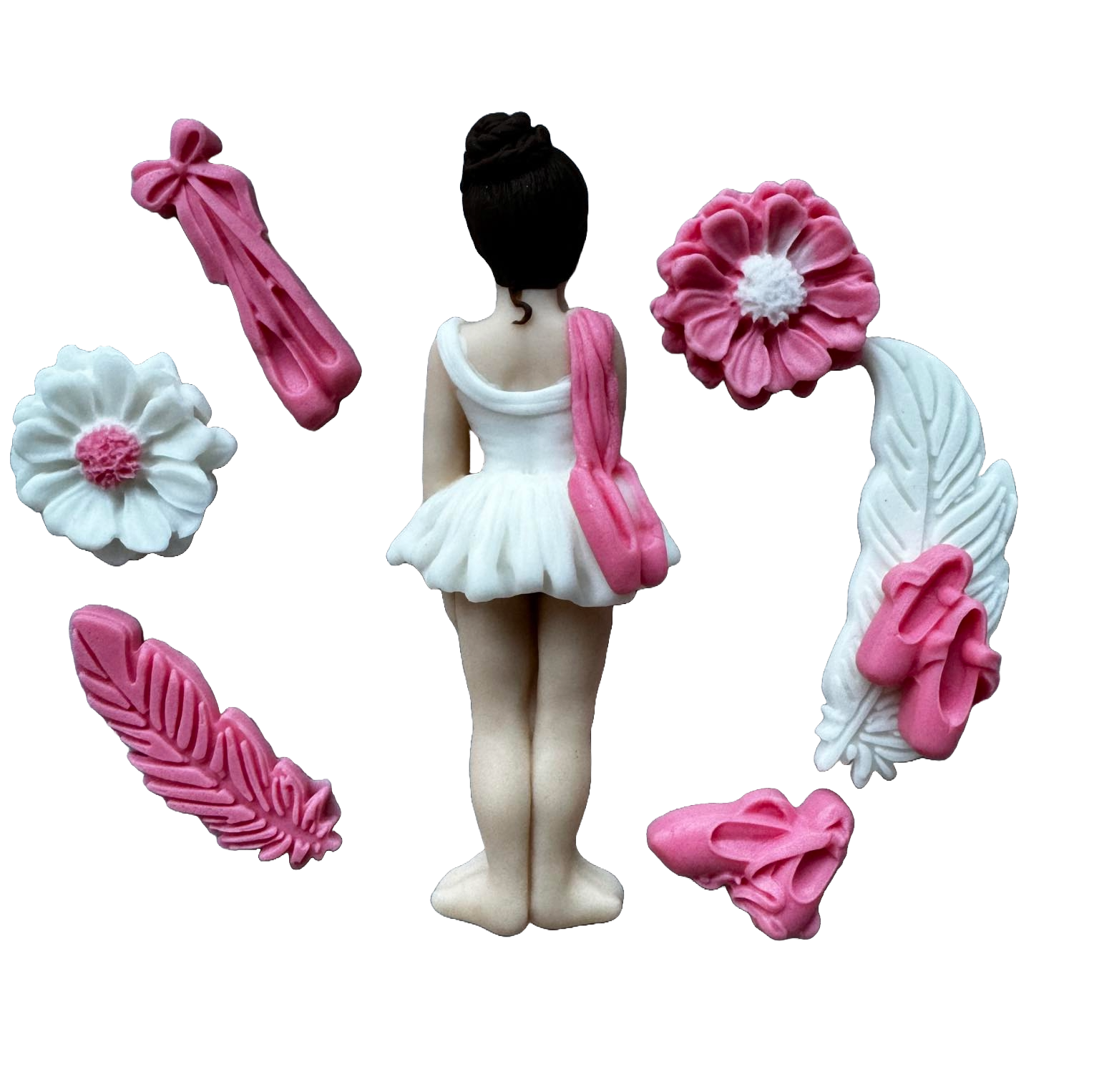 Lot de 8 décorations comestibles en sucre, Décorations Ballerine en Pâte à Sucre Naty Shop
