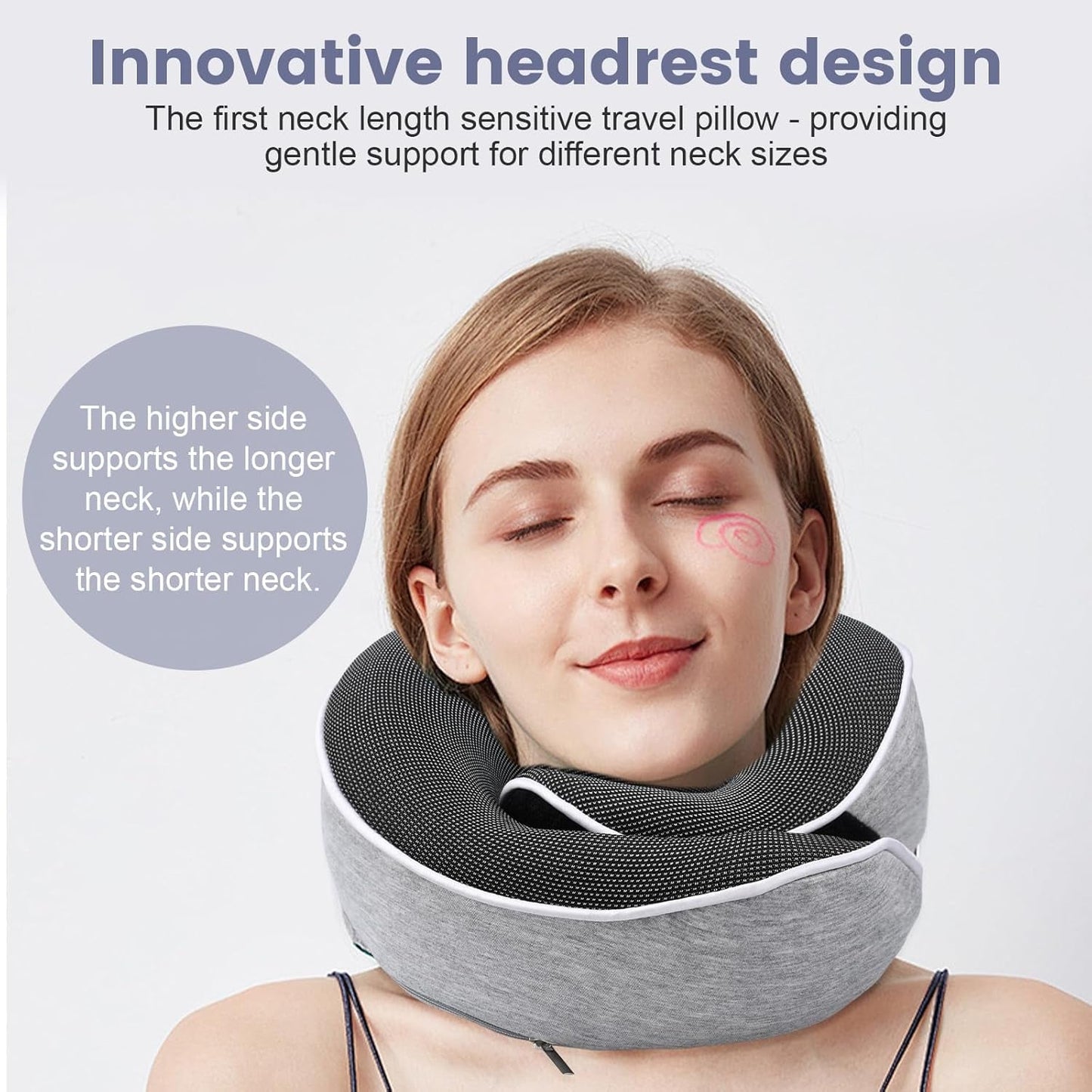 Oreiller cervical Oreiller de voyage en mousse à mémoire de forme Oreiller cervical en mousse à mémoire de forme au design ergonomique avec masque pour les yeux 2 bouchons d'oreille et sac de rangement Parfait pour dormir sur la route en voyage Naty Shop Oreillers orthopédiques cervicaux