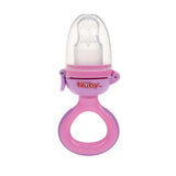 Nuby Mangeoire à Fruits en Silicone - Mangeoire à Fruits pour Bébés de 6 Mois et Tout-Petits - Anneau de Dentition pour Fruits, Légumes et Purées - Sans BPA - Rose - 6+ Mois
