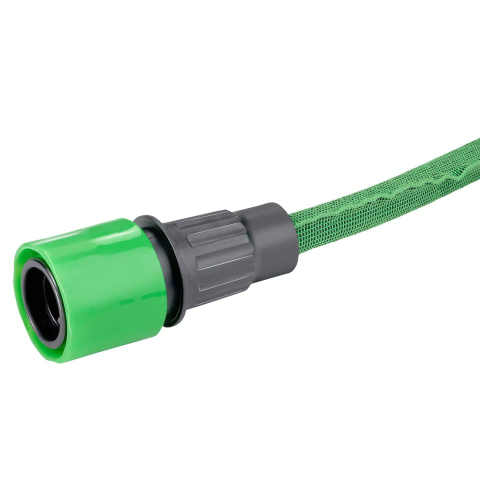 Tuyau d'arrosage flexible Kinzo 20 m - incl. Accessoire de tuyau - Tuyau flexible avec tête de pulvérisation avec 7 positions de pulvérisation - Plastique - Vert/Gris