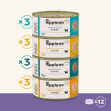 Applaws Nourriture humide 100 % naturelle de qualité supérieure pour chats adultes en bouillon – Thon, poulet, fruits de mer, sélection mixte en bouillon – Lot de 12 boîtes x 70 g