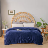 Couverture polaire Kono Sherpa, 150 x 200 cm, douce, confortable, moelleuse, réversible, microfibre, couvertures fixes pour lit, canapé, canapé (bleu marine, double/double) Lits et couvertures Besuche den KONO-Store