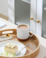 Ensemble de tasses à café MALACASA, ensemble de tasses en grès de 350 ml pour 4 personnes, tasses à café modernes pour thé, jus, latte, cappuccino, chocolat chaud. Va au lave-vaisselle et au micro-ondes, série TARA, blanc kaki