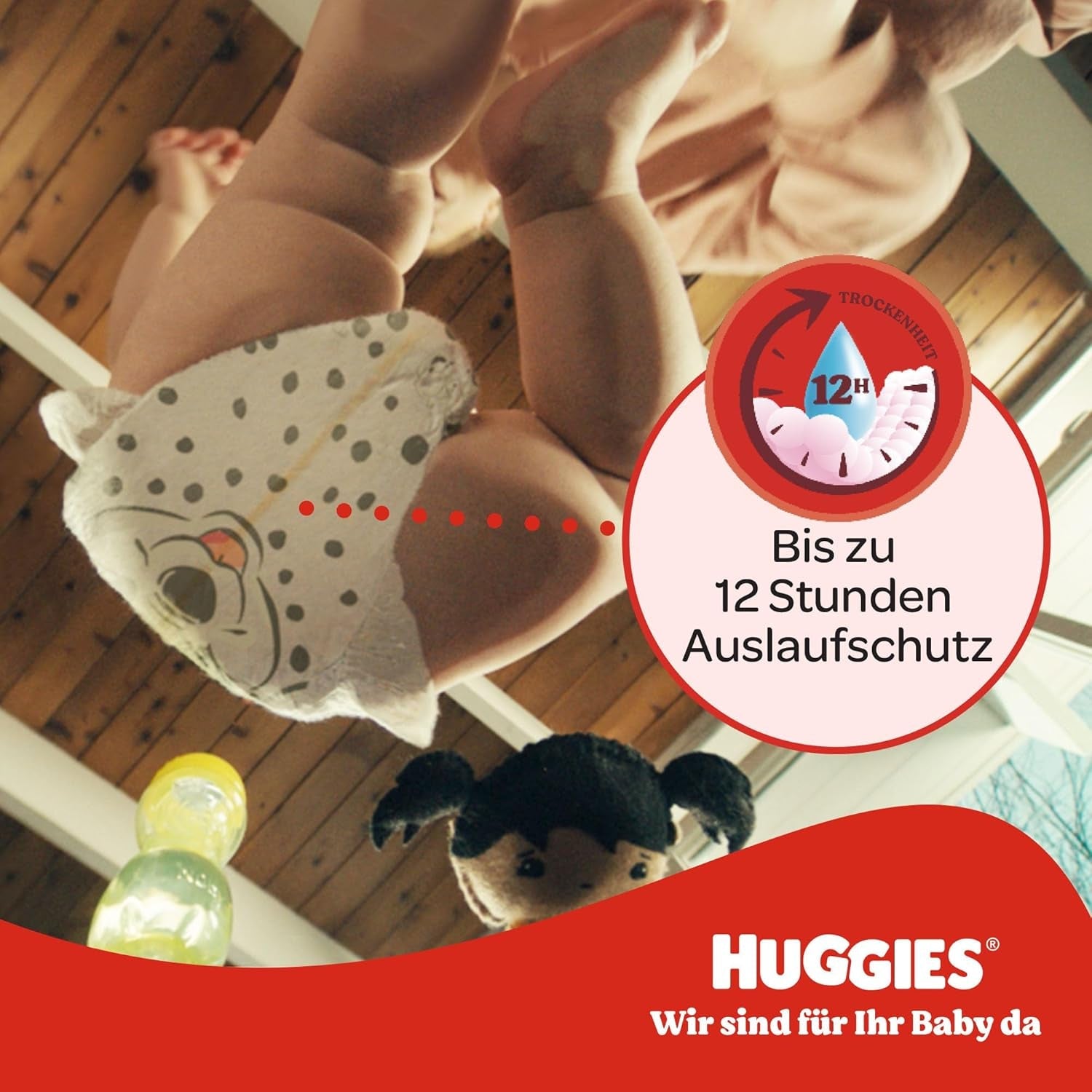 Couches pour bébé Huggies Little Movers, motif Disney, taille 4, 150 pièces (3 x 50), boîte mensuelle