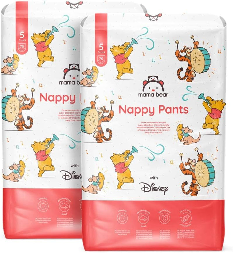 Marque Amazon : Couches Mama Bear Disney, taille 5 (12-17 kg) – Boîte mensuelle, blanche, 140 pièces (2 paquets de 70)