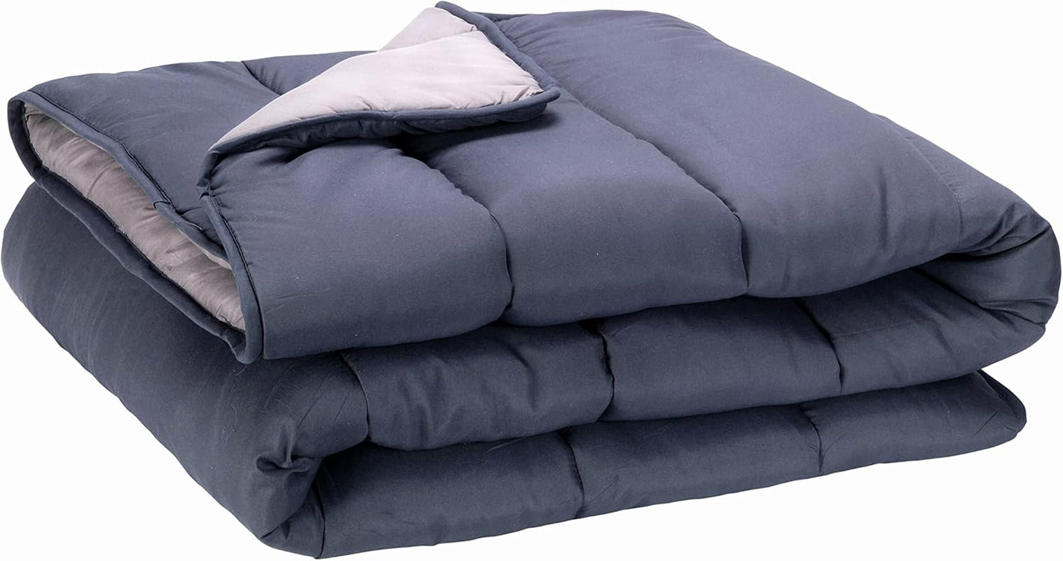 Pikolin Home - Couette réversible 300 G - Garnissage nordique bicolore - Pour lit 90 - confortable, chaude, respirante, bleu marine, 135 X 200 cm Couettes et couettes Naty Shop Oreiller Gris 150/160 - 240 X 220 Cm