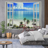 Tapisserie tapis fenêtre esthétique polyester grande plage Maison - Accessoires et Décorations Naty Shop