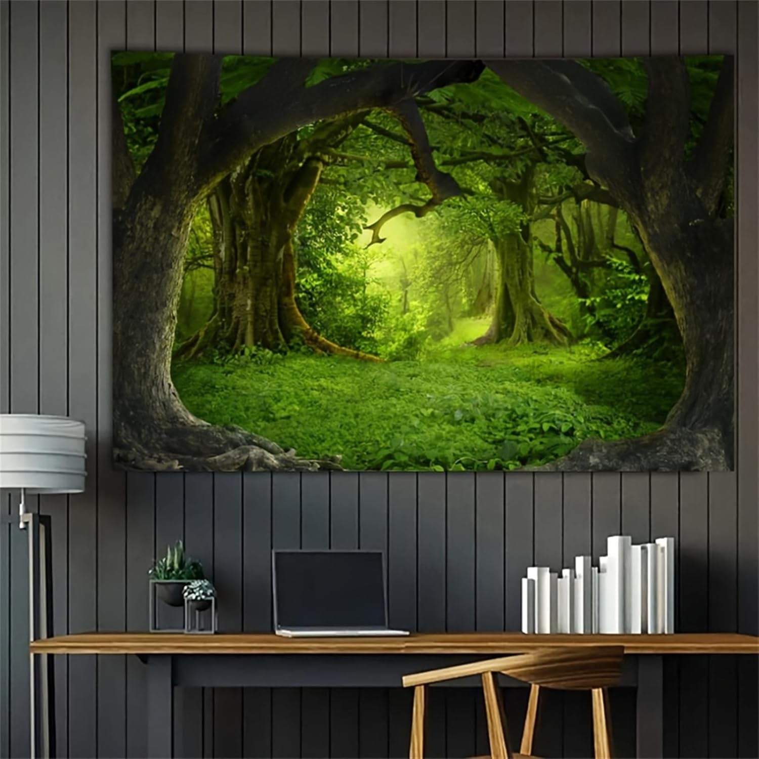 Tapis tapisserie forêt toile arbre cascade brouillard Accueil - Accessoires et Décorations Naty Shop Forêt brouillard 1 200L X 150B Cm
