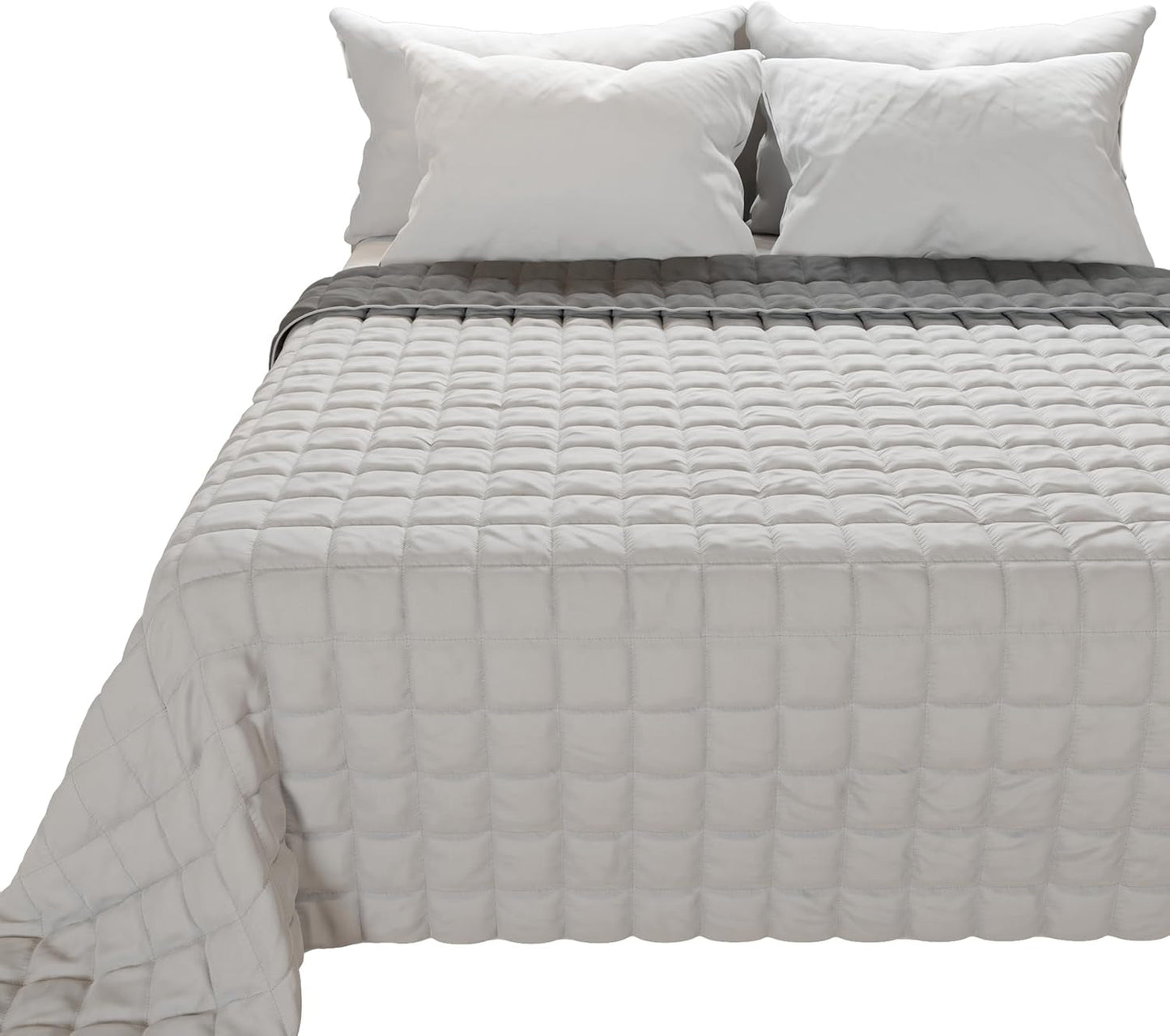 PETTI Artigiani Italiani - Couvre-lit simple, couvre-lit double face, couvre-lit à ressorts, bleu nuit, blanc, 100% Made in Italy Couettes et couettes Naty Shop Gris Taille de lit 180 (260 X270 Cm)