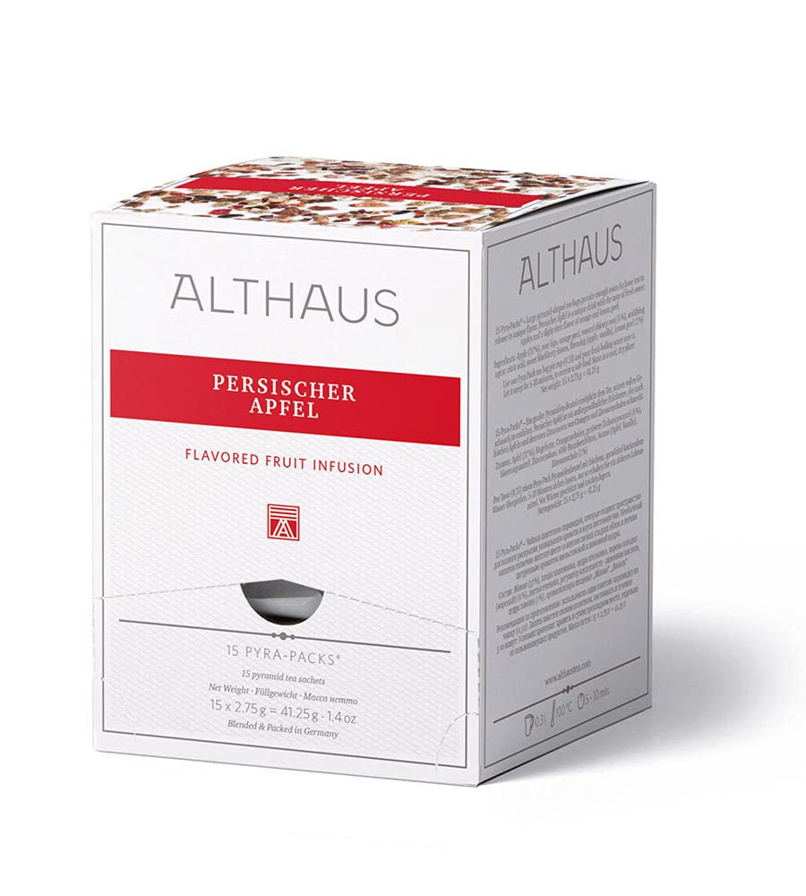 Althaus Tea PERSIAN APPLE ⋅ Thé aux fruits en sachets pyramidaux PYRA PACK ⋅ Thé aux fruits aromatisé à l'arôme pomme ⋅ 15 X 2,75G