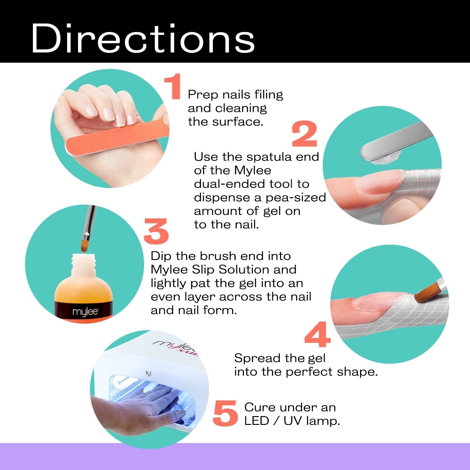 Mylee Magic Extender Gel Tool avec deux extrémités – Pinceaux et spatules 2 en 1 pour l'application UV/LED, les pointes de nez et les extensions