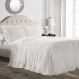 Lush Decor Housse de Couette avec Jupe à Volants, Polyester, Blanc, Lit Double Lush Decor Lits et Couettes Blanc King Size