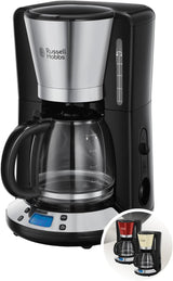 Russell Hobbs Cafetière [minuterie numérique, pomme de douche pour une extraction et un arôme optimaux] Colors+ Creme (1 à 10 tasses, carafe en verre 1,25 L, plaque chauffante, 1100 W) Cafetière à filtre 24033-56