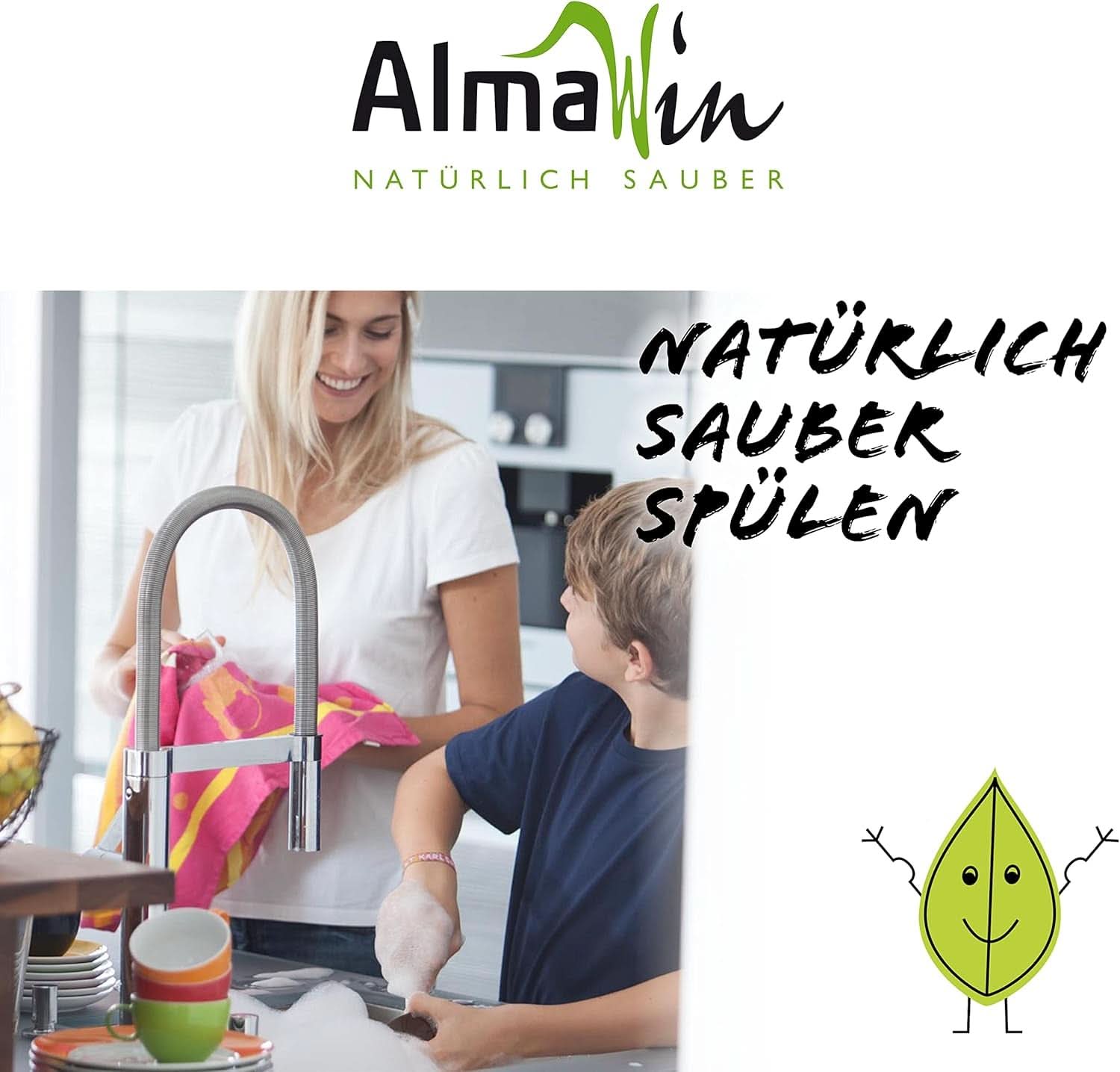 Almawin eco, poudre à vaisselle 2,8kg, 112 lavages, dosable pour différentes quantités de vaisselle Naty Shop