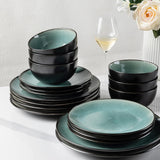 GBhome Service de table en porcelaine pour 4 personnes, 12 pièces, vernis réactif, fait à la main, passe au micro-ondes et au lave-vaisselle, ensemble de bols et d'assiettes, couleur essence GDW025WB-EU