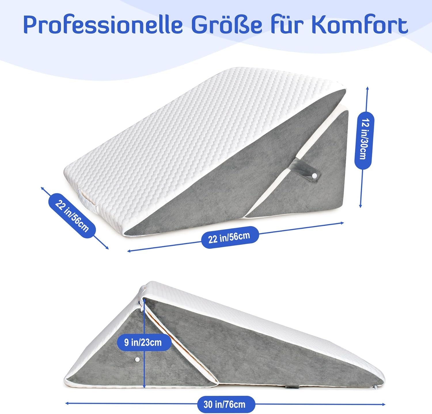 Oreiller compensé réglable pour enfants, oreiller de lecture en mousse haute densité pour lit et canapé, oreiller de tête ergonomique pour l'apnée du reflux du sommeil, oreiller de jambe/oreiller de dos pour jouer et lire (blanc et gris)