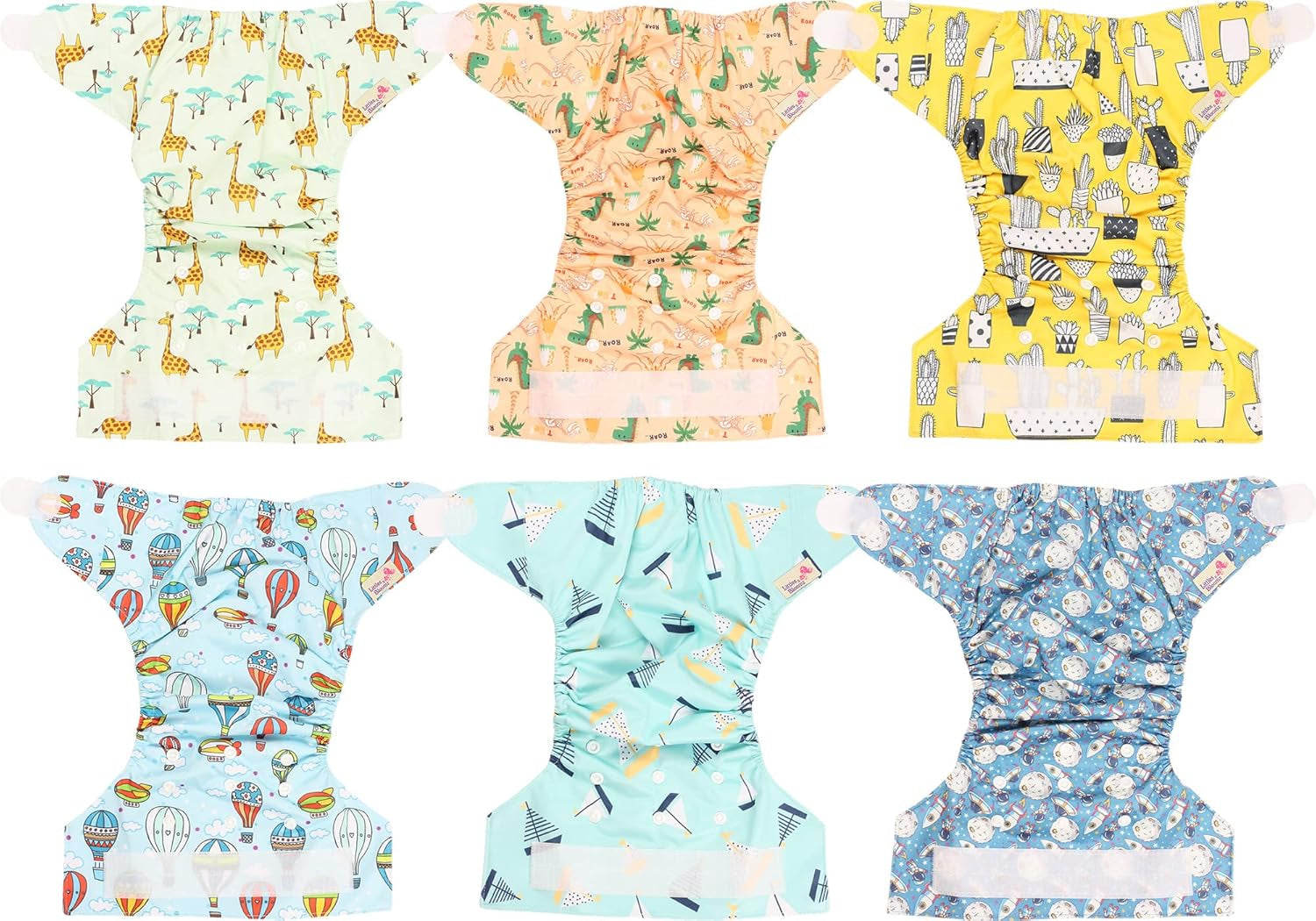 Couche réutilisable Littles and Bloomz FLV2-0602, fermeture à crochet et boucle standard, 6 couches