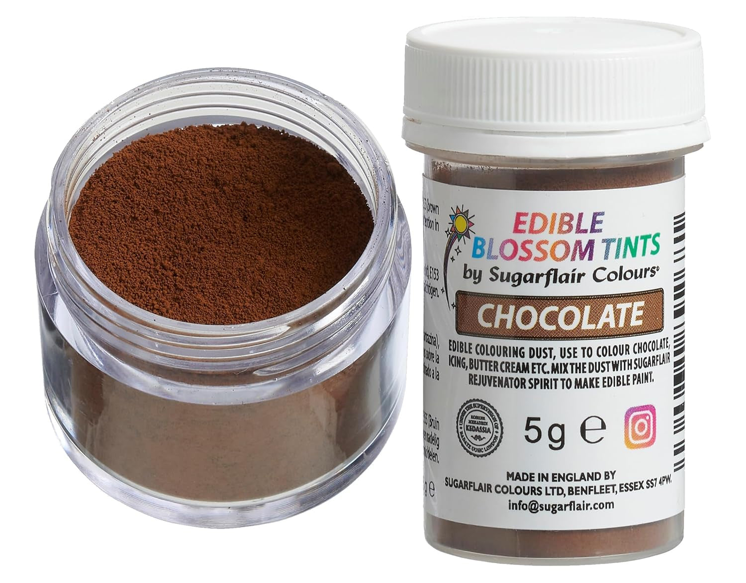 Sugarflair Blossom Tint Dust Chocolat Colorant alimentaire en poudre – Colorant alimentaire en poudre pour décoration de gâteaux, pâte à sucre, fondant, glaçage, chocolat, crème au beurre, macarons et plus encore – 5 g