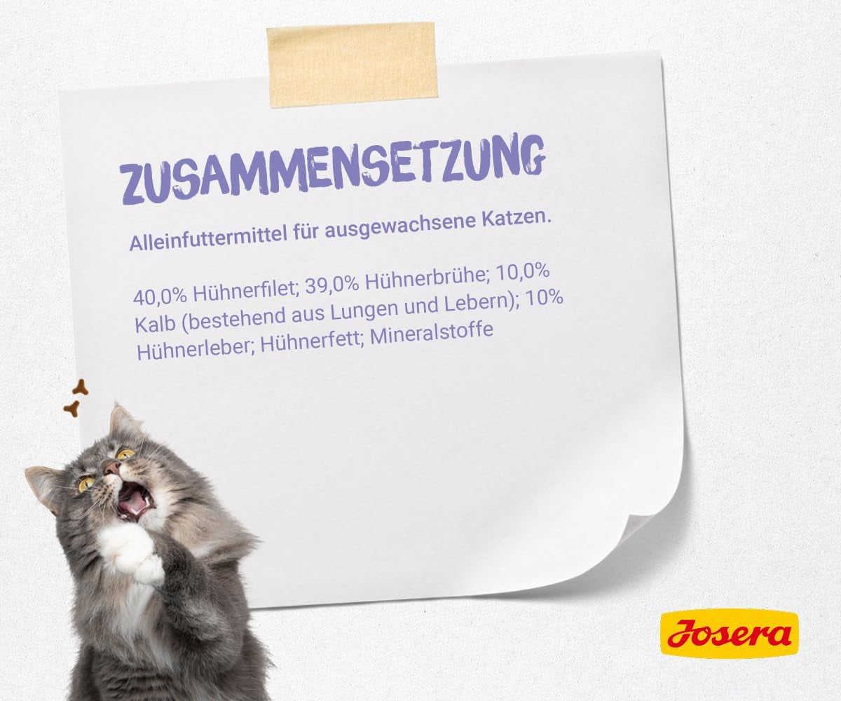 JOSERA Filet de poulet et de veau (16 x 70 g) | Adulte | Nourriture humide premium pour chats adultes | Poulet et veau avec 40% de filet de poulet | Pas de céréales | Nourriture humide pour chat dans un sachet fraîcheur | Paquet de 16