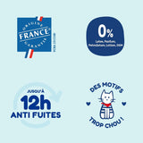 - Couches taille 4+ (9-20 kg) - saines et très absorbantes - étanche 12 heures - sans substances indésirables - fabriquées en France - prix abordable - 126 couches jetables