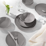 Amazon Basics Service de table en grès, 18 pièces, gris fumé, 6 services
