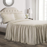 Lush Decor Parure de lit 3 pièces avec jupe à volants - Parure de lit de luxe - Style ferme - Élégant et charmant - Style intemporel et design classique - Doux et léger - King size - Lits et couettes Lush Decor neutres