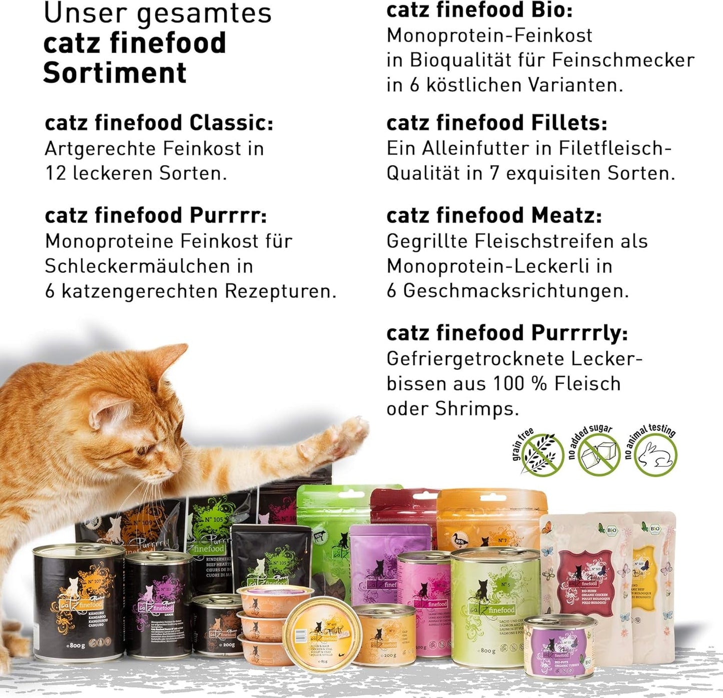 Nourriture humide pour chats Catz Finefood Purrrr Sheep Monoprotein no. 113, pour chats à digestion sensible, 70% de viande, 16 sachets de 85 g chacun