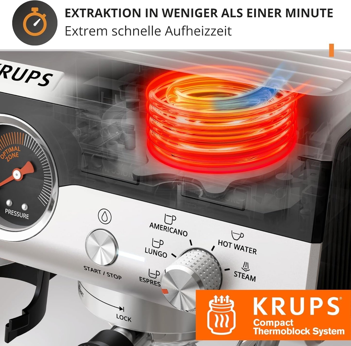 Machine à expresso manuelle Krups Precision avec porte-filtre et moulin, machine à café barista avec panneau de commande intuitif, réglages de pré-infusion, machine à expresso avec buse vapeur, chauffage rapide, XP801T10