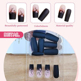 24 pièces automne noir français presse ongles rose fleur longs ongles colle sur faux ongles automne faux ongles ensemble avec accessoires
