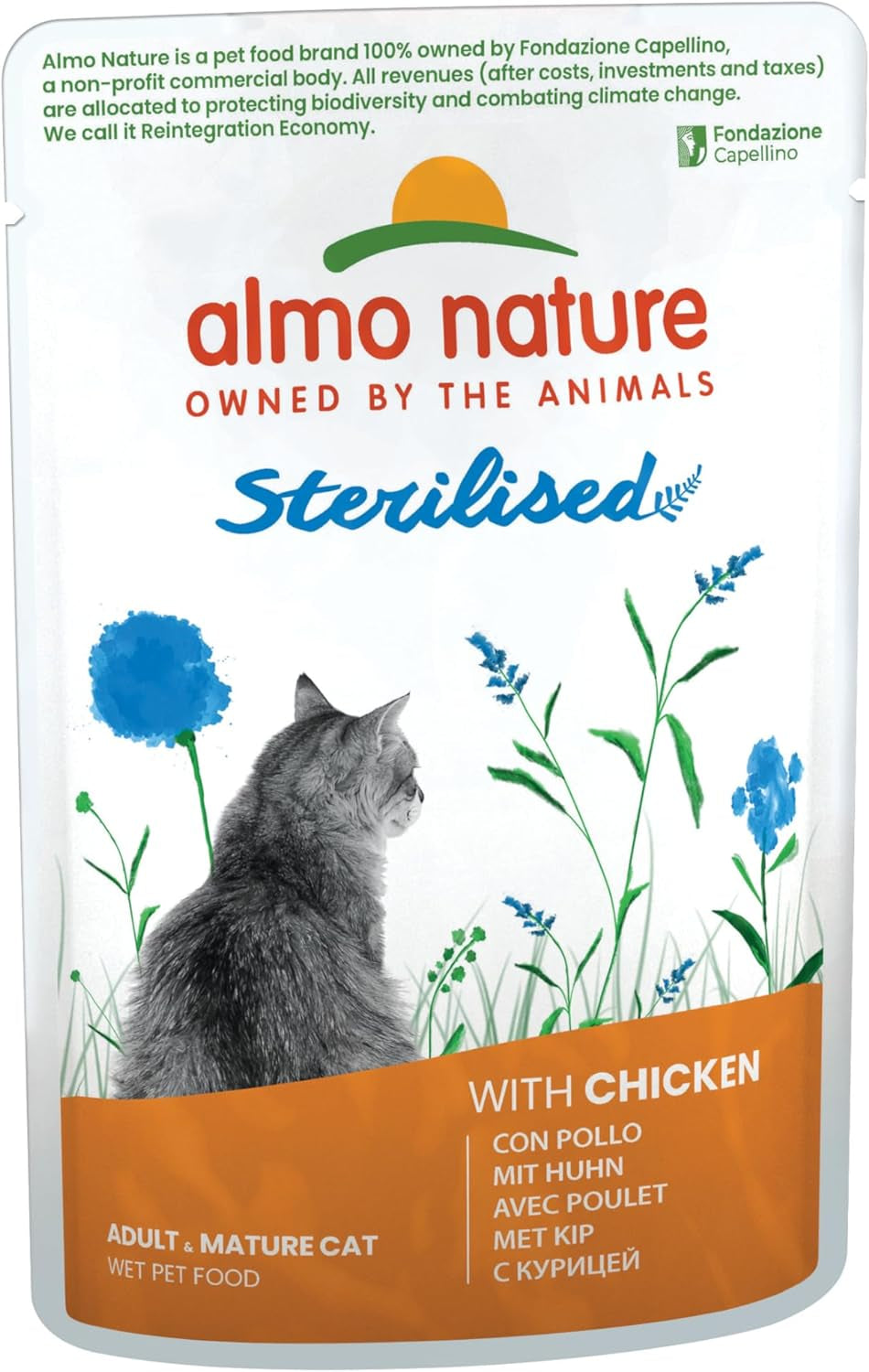 Almo Nature Functional - Stérilisé - Aliment humide pour chat adulte et senior, stérilisé ou peu actif - au cabillaud et au poulet - Faible en gras, hydratant - 70g (paquet de 6)