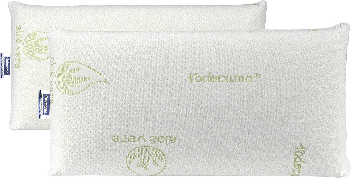 Oreiller viscoélastique Todocama Todolit à l'aloe vera plus, vert, 2 pièces, 75 cm Naty Shop oreillers standard 75 cm