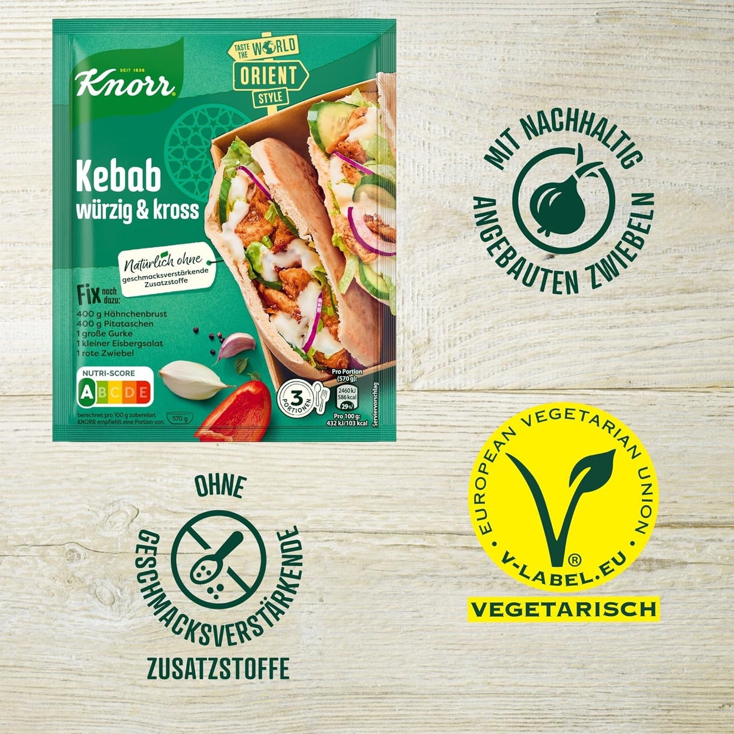 Knorr Fix Kebab pour un würzig et des krosses Hähnchen Gericht sans geschmacksverstärkende Zusatzstoffe 3 Portionen