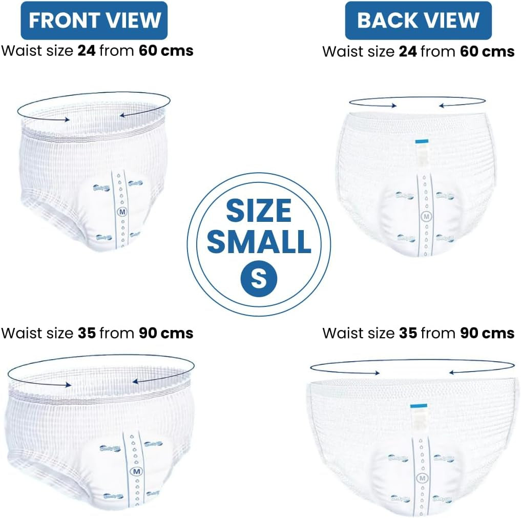 Culottes d'incontinence premium pour adultes, haute capacité d'absorption, taille S, 12 pièces