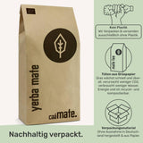 Thé Yerba Mate BIO 1 kg ● Original ● Mûr ● Non torréfié ● Séché à l'air ● Sans fumée ● Sans plastique ● Commerce équitable ● Thés maté à base de feuilles de maté, de morceaux de maté et de poudre de feuilles de maté ● DE-ÖKO-006