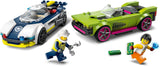 LEGO City Car Chase avec voiture de police et muscle car, train jouet avec 2 voitures de course, cadeau de police pour enfants, garçons et filles à partir de 6 ans, set avec policier et figurines Ganovin 60415 Jeux de construction Besuche den LEGO-Store