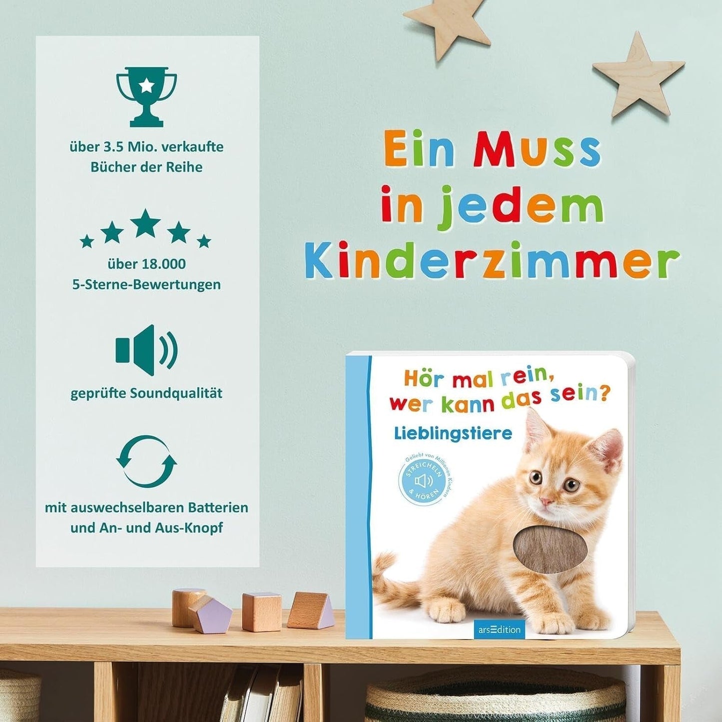 Écoute, qui cela pourrait-il être ? - Animaux de la ferme : caresser et écouter | Livre d'images en carton de haute qualité avec 5 sons et éléments tactiles pour les enfants de plus de 18 mois Baby Toys Naty Shop