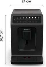 Machine à expresso automatique Krups EA897B Evidence ECOdesign, fonction expresso et cappuccino automatique, technologie Quattro Force, tasses à lait à une touche, 8 préréglages, système de lait, 1450 W