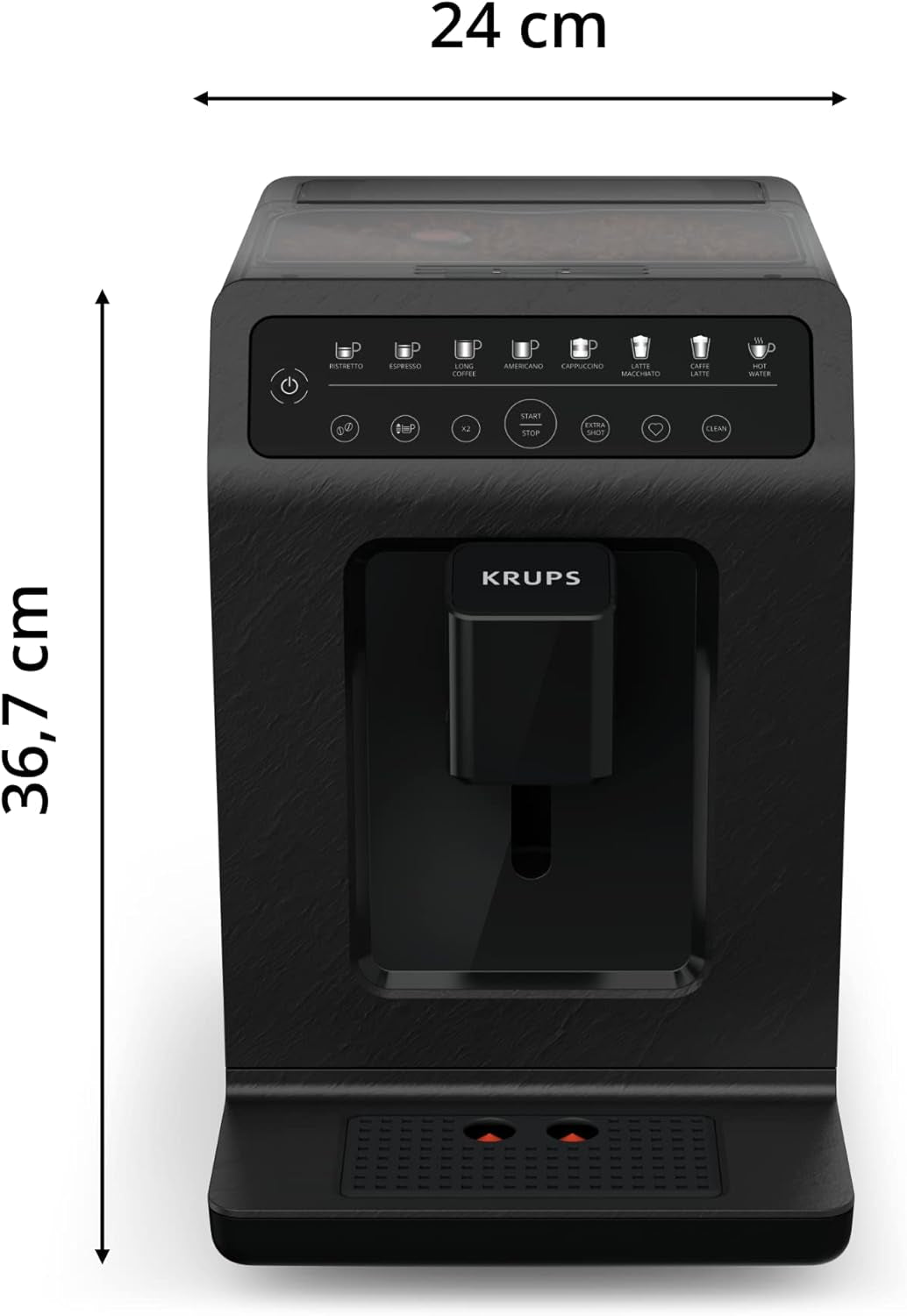 Machine à expresso automatique Krups EA897B Evidence ECOdesign, fonction expresso et cappuccino automatique, technologie Quattro Force, tasses à lait à une touche, 8 préréglages, système de lait, 1450 W