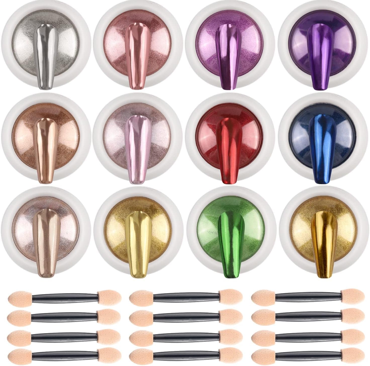 BISHENGYF Rose Gold Chrome Nail PowderNouvelle mise à niveau Grosse Kapazitä Chrom PulverSuper-Spiegeleffekt Metall Mirror Chrome Powder – Neon Glassy Pearl Effect Glitter Nail Art Pulver pour DIY Salon