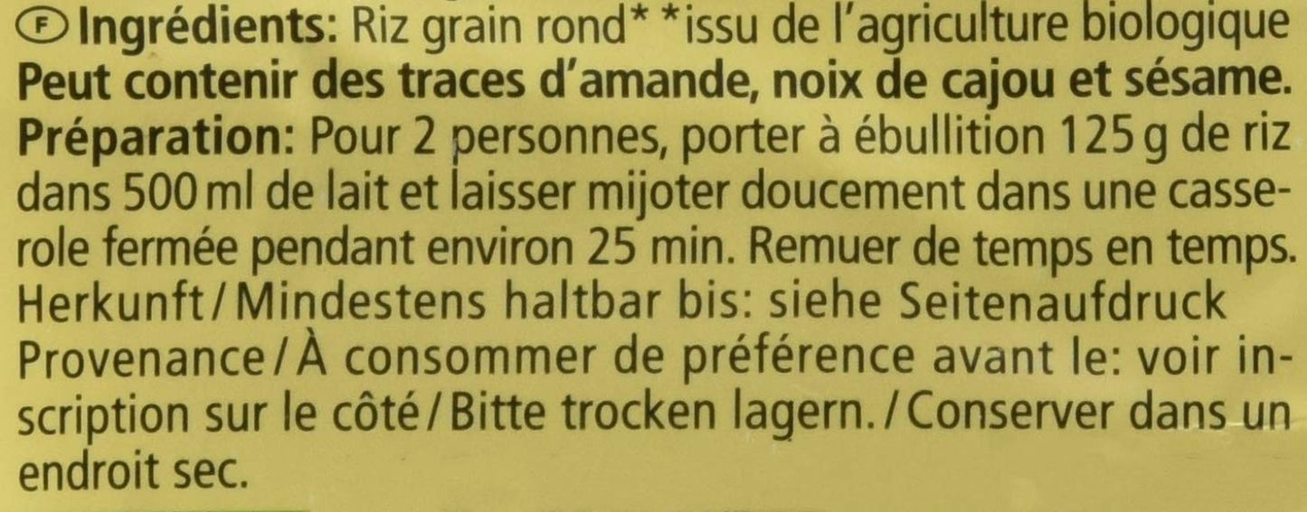 Riz au lait bio, 500g